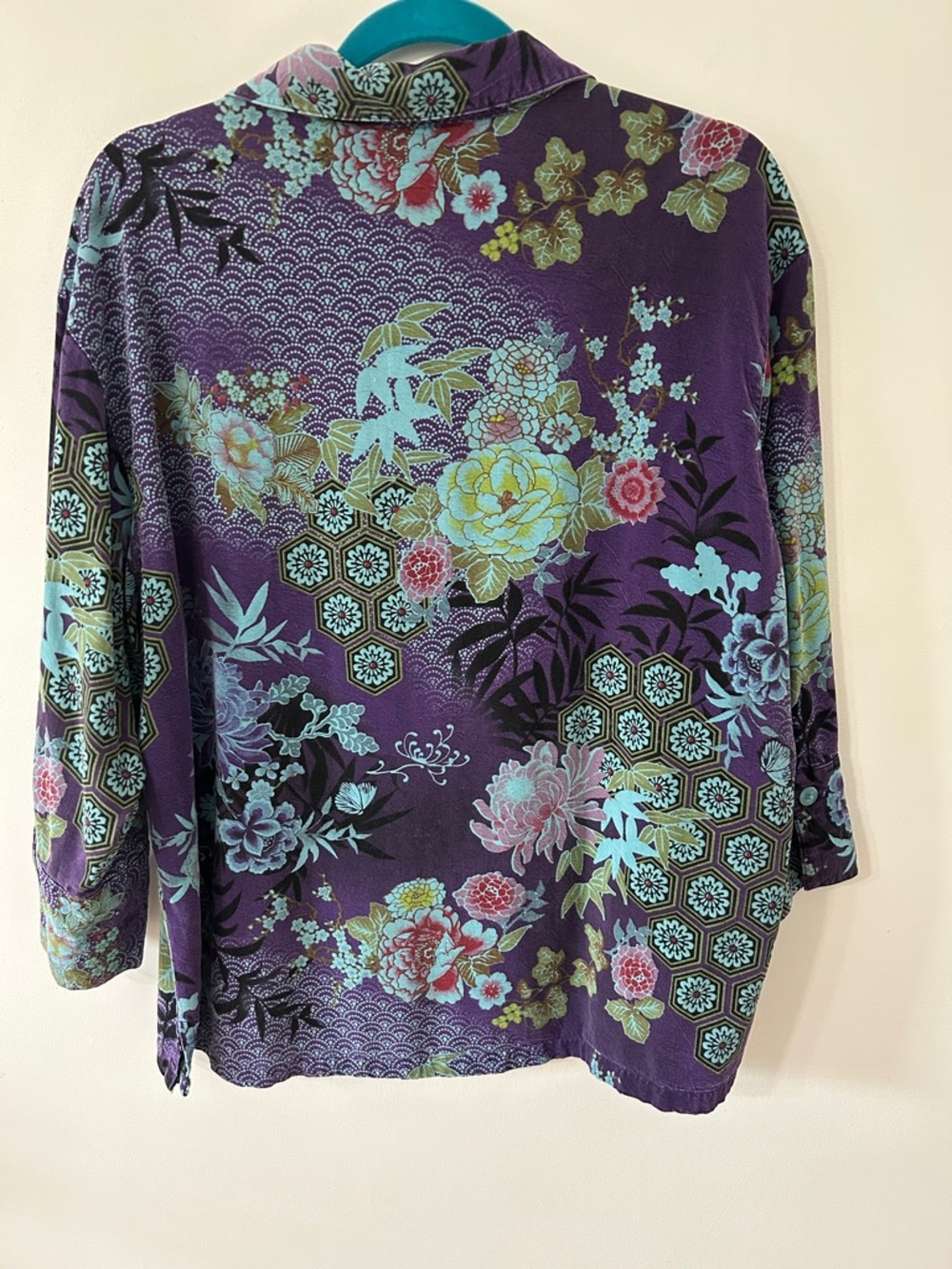 Tianello Aida Blouse Women’s M Vibrant Purple Floral Tencel Button-Up - Picture 8 of 16